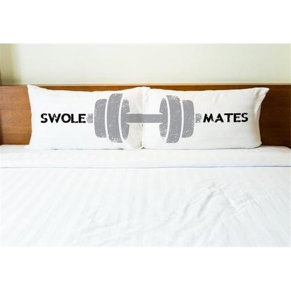 One Bella Casa One Bella Casa 73883CSE Swole Mates Pillow Case - Black & Gray; Set of 2 73883CSE